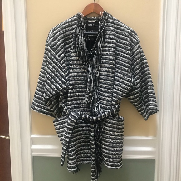 NWOT RAOUL black and white fringed Bouclè jacket - Picture 2 of 3